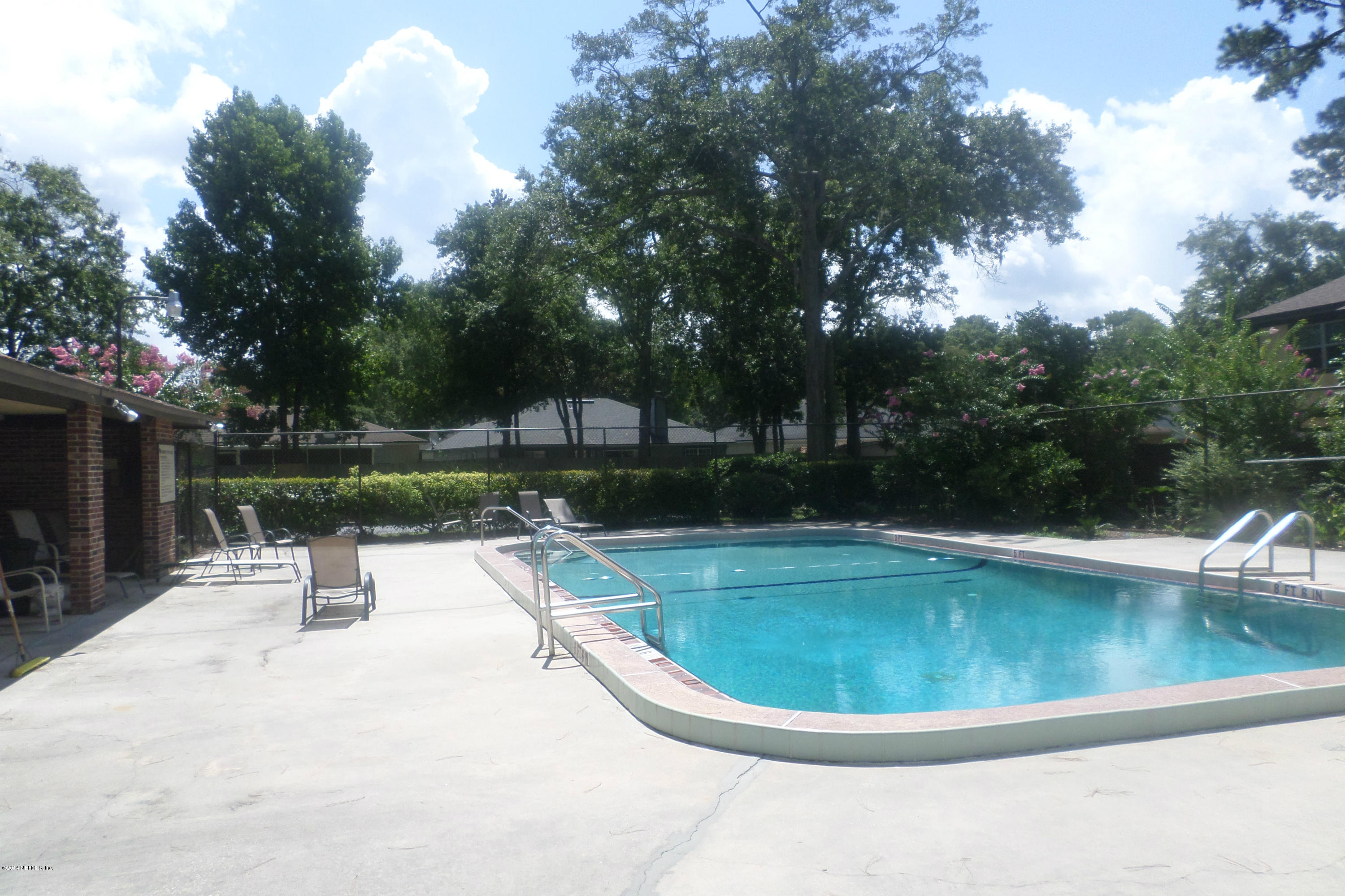 4822 Windrush Lane Jacksonville, FL 32217 - Photo 18 of 23 a view of a swimming pool with a backyard and trees