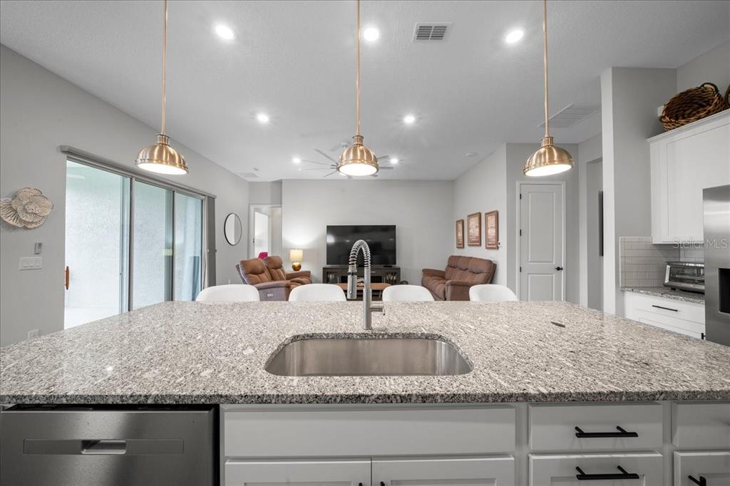 8750 Southwest 59th Ln Road Ocala, FL 34481 - Photo 27 of 41 a kitchen with granite countertop a sink and a large mirror refrigerator