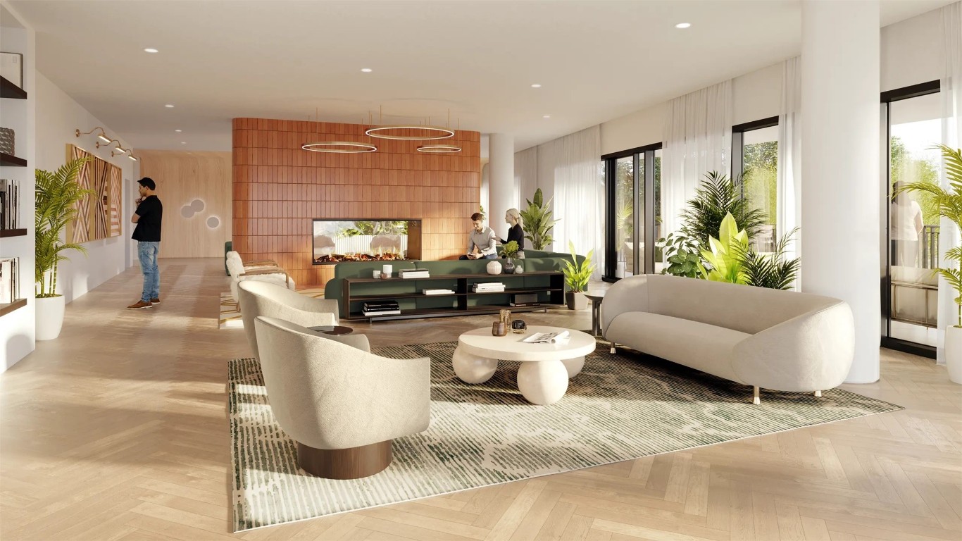 2209 South 1st Street, Unit 113 Austin, TX 78704 - Photo 15 of 16 a living room with a couch and a fireplace