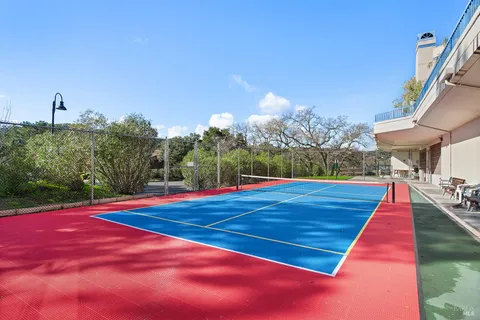 a front view of a building and outdoor space