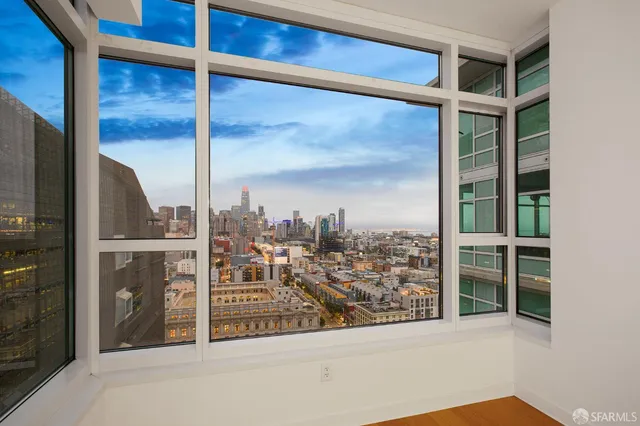 a view of a balcony from door