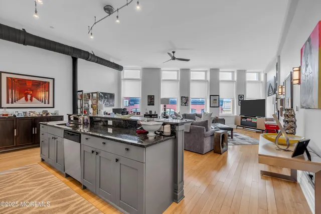 a kitchen with lots of counter top space