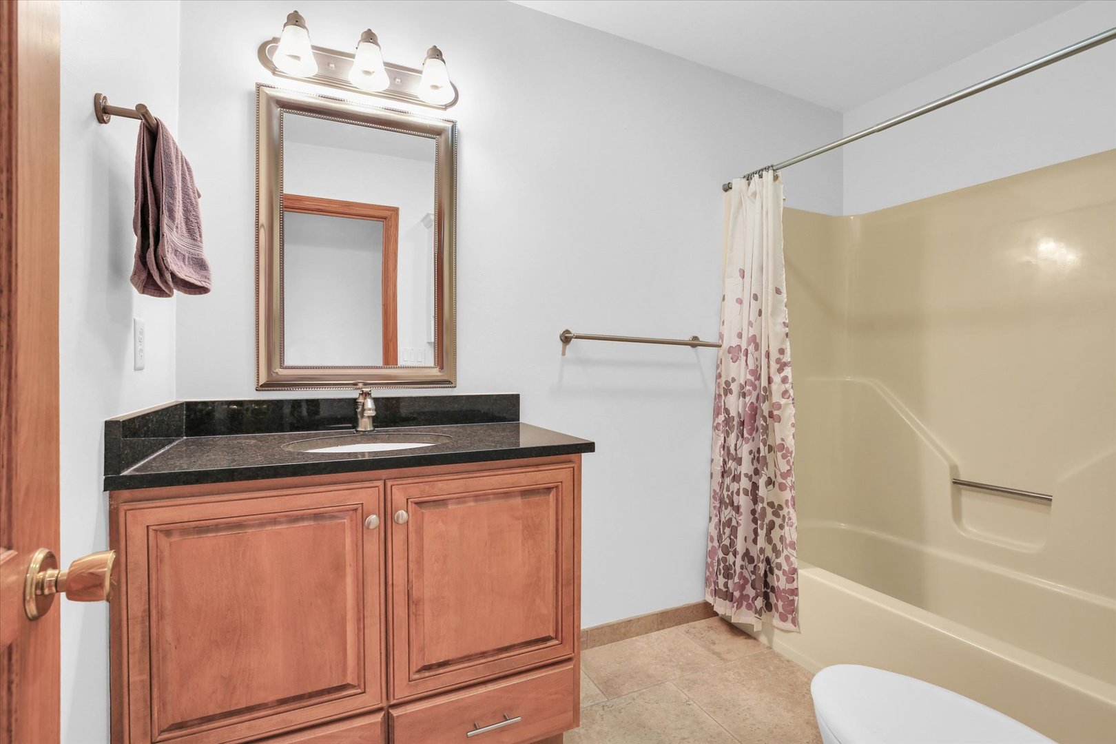 2706 North Salisbury Court Champaign, IL 61821 - Photo 36 of 60 a bathroom with a granite countertop sink toilet and shower