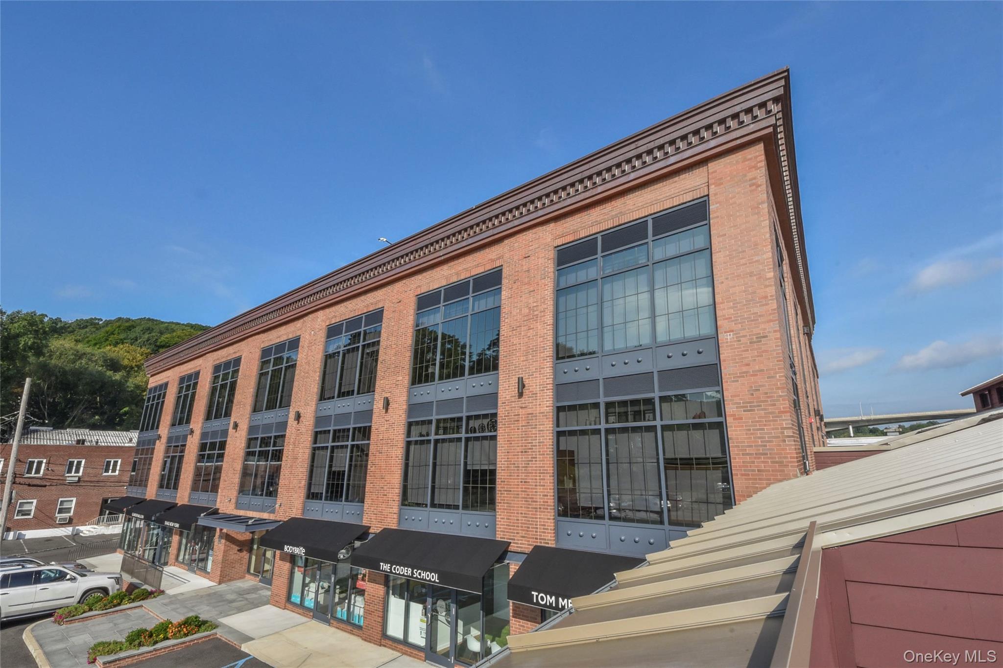 a front view of building with glass door