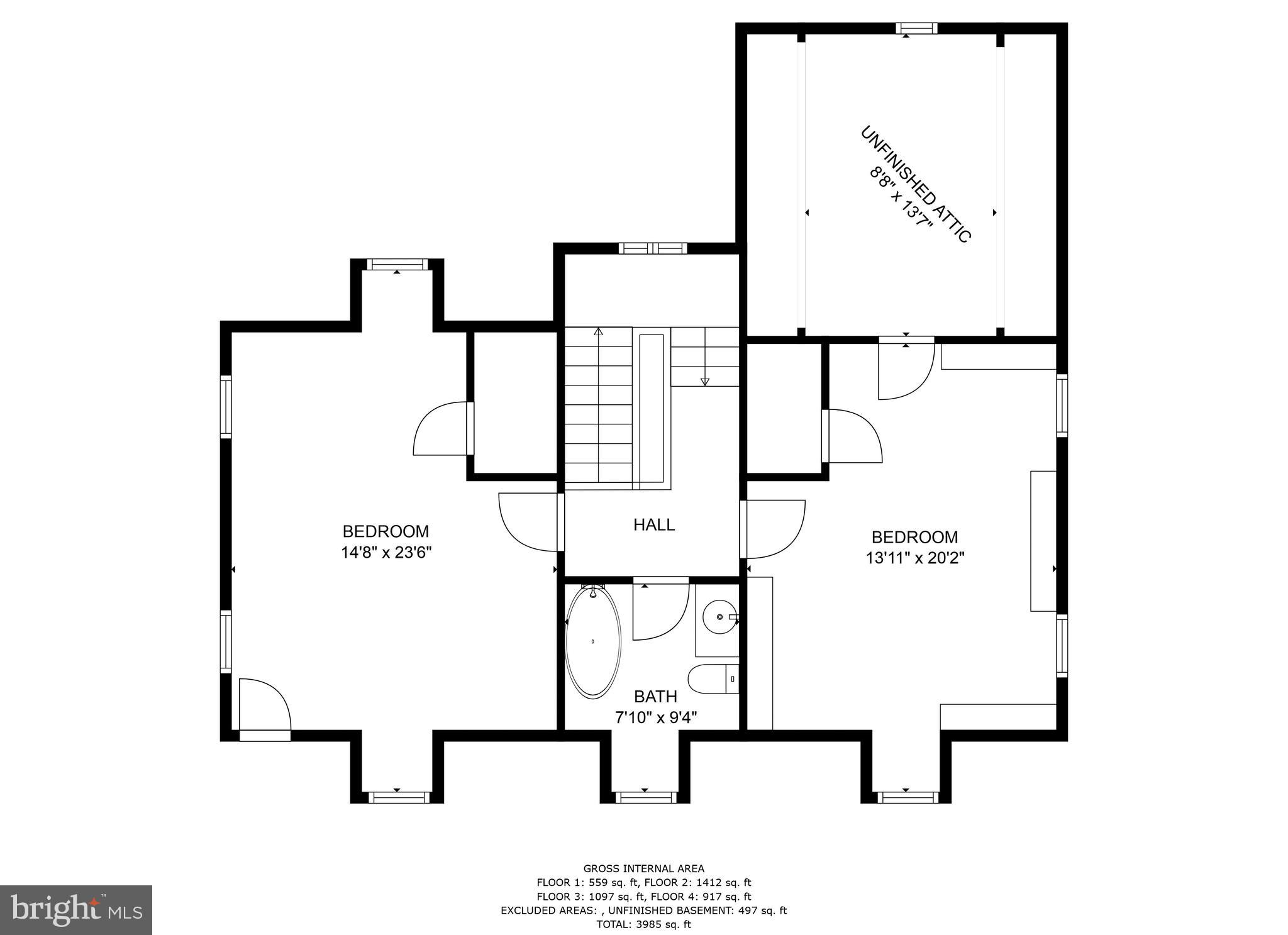 7 Wendover Road Baltimore, MD 21218 - Photo 94 of 95 Third level floor plan