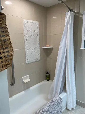 a bathroom with a bathtub