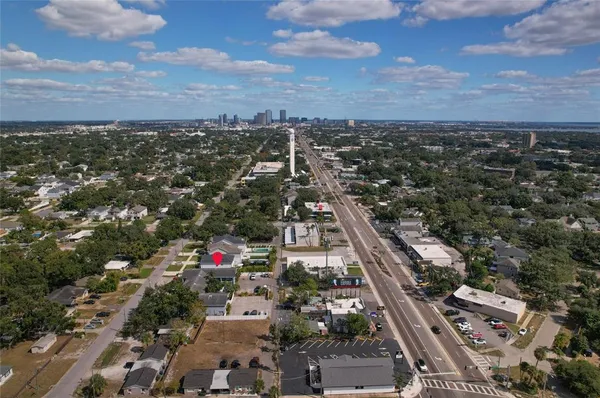an aerial view of city