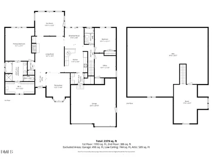 an aerial view of a house with garden space and street view