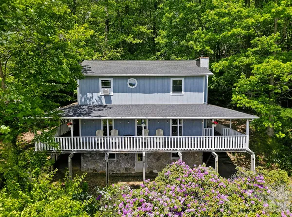 front view of a house with a deck