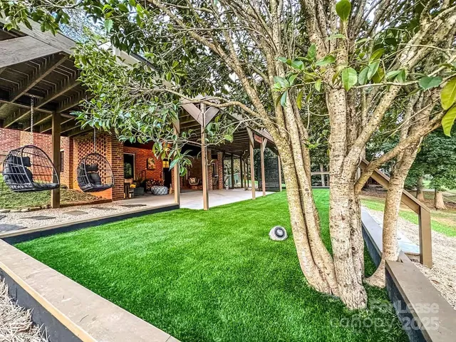 a view of a park with slide