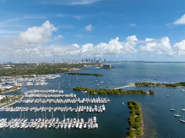 a view of a lake with a city