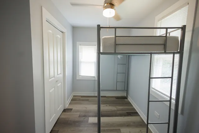 a view of entryway with wooden floor