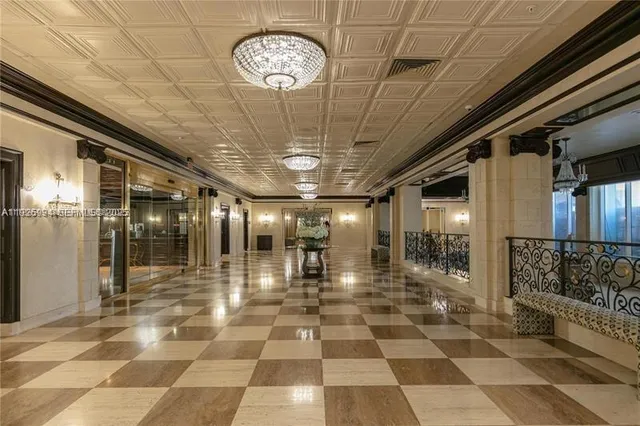 a view of a hallway with a couch
