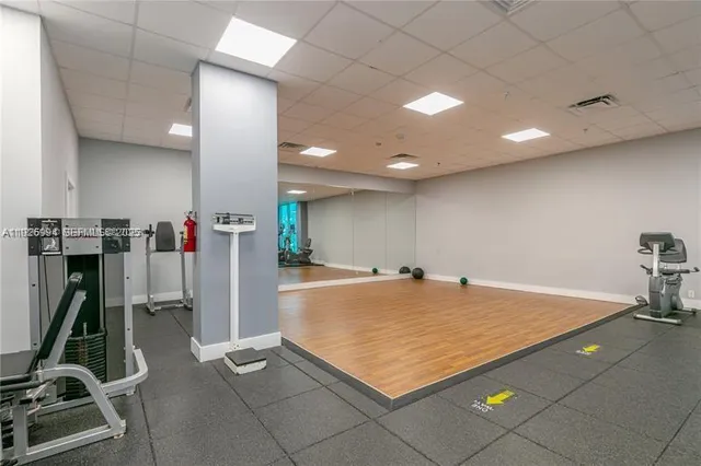 a room with gym equipment