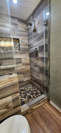 a bathroom with a shower