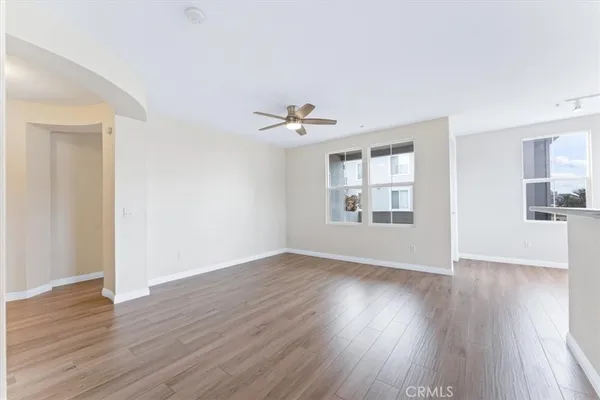 a view of kitchen with wooden floor