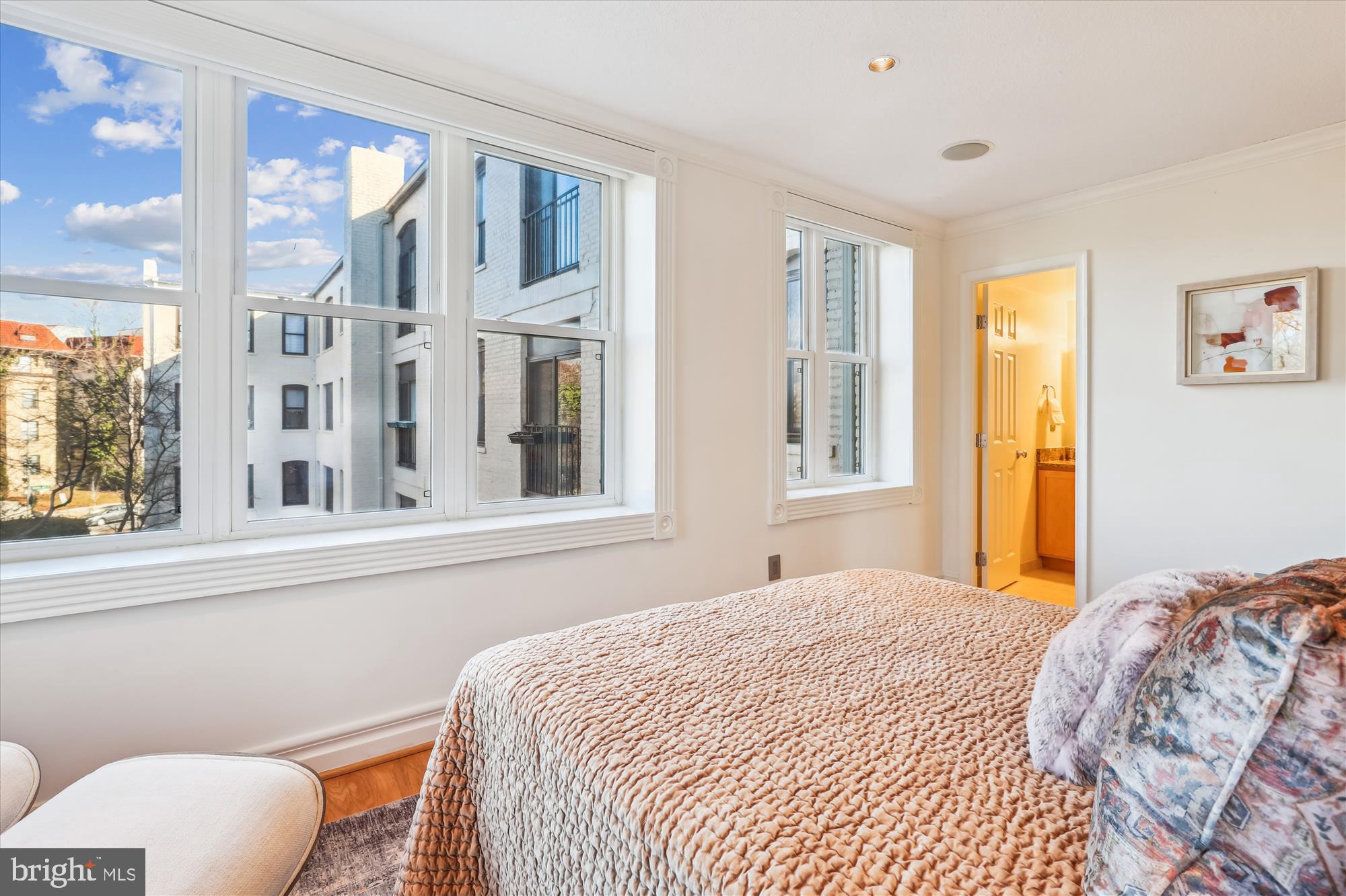 2630 Adams Mill Road Northwest, Unit 209 Washington, DC 20009 - Photo 19 of 47 a bedroom with a bed and a large window