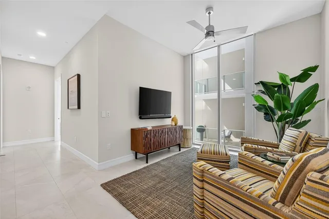 a view of balcony with furniture