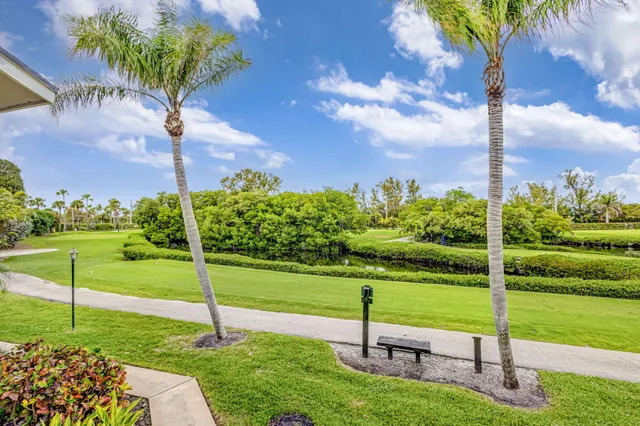 an aerial view of a house with a big yard and potted plants