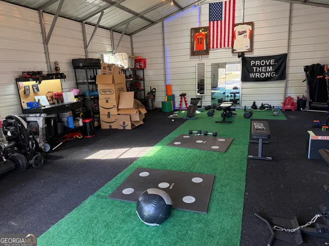 a view of a room with gym equipment
