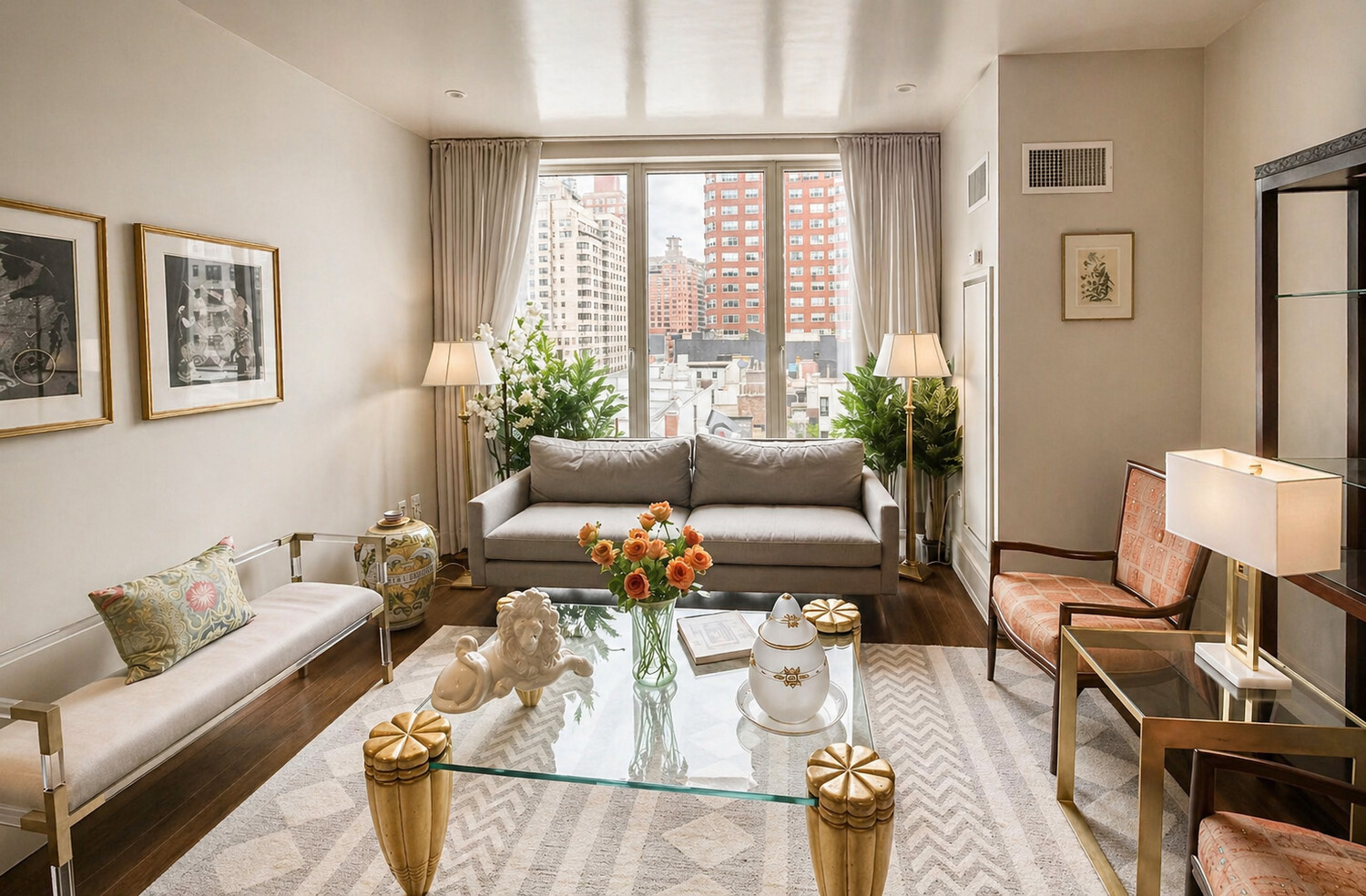 255 East 74th Street, Unit 6B Manhattan, NY 10021 - Photo 1 of 10 a living room with furniture and a large window