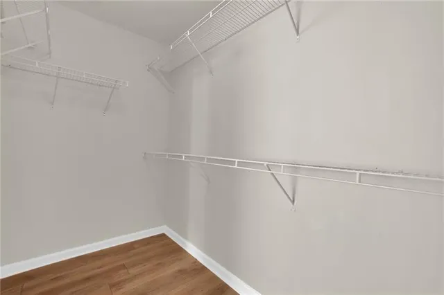 a view of a room with racks on the wall