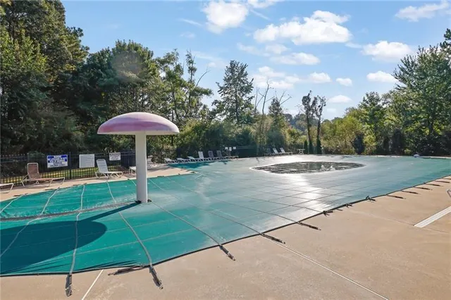 a view of a lake with a city