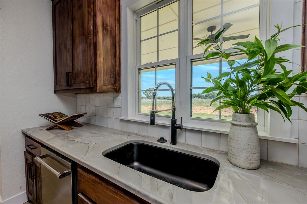 2847 Canyon Wren Loop Graford, TX 76449 - Photo 15 of 40 a kitchen with a sink and a potted plant