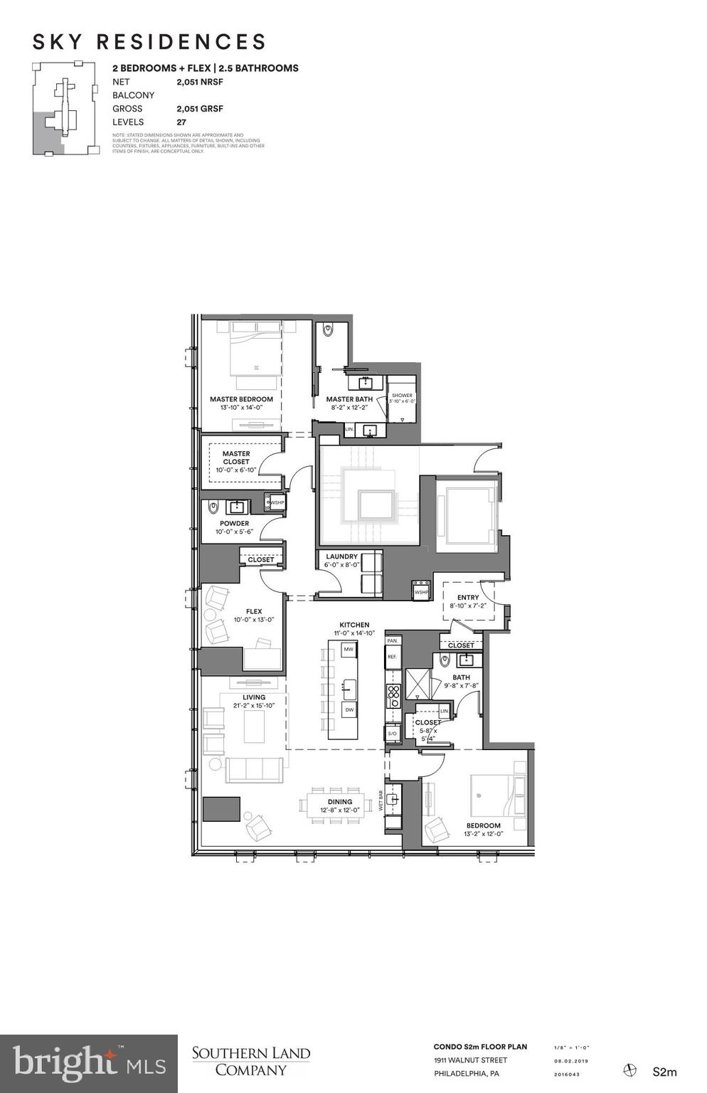 1911 Walnut Street, Unit 2702 Philadelphia, PA 19103 - Photo 30 of 30 Floorplan