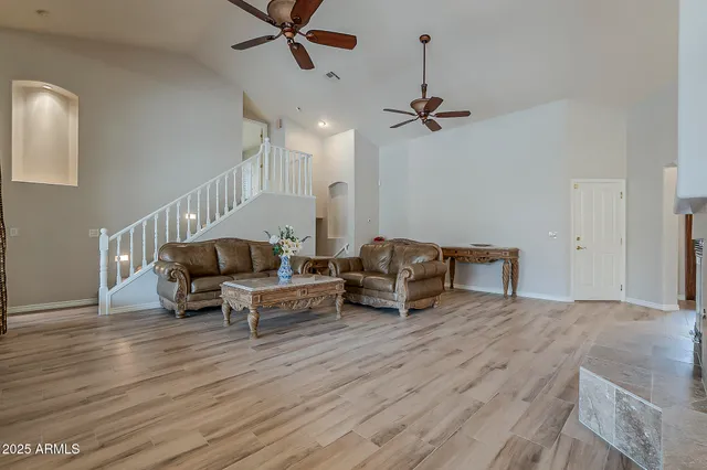 a living room with furniture
