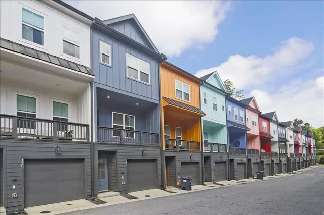 a front view of a multi story building