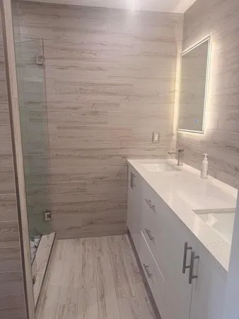 a bathroom with a shower