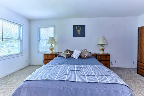 a view of a room with racks on the wall