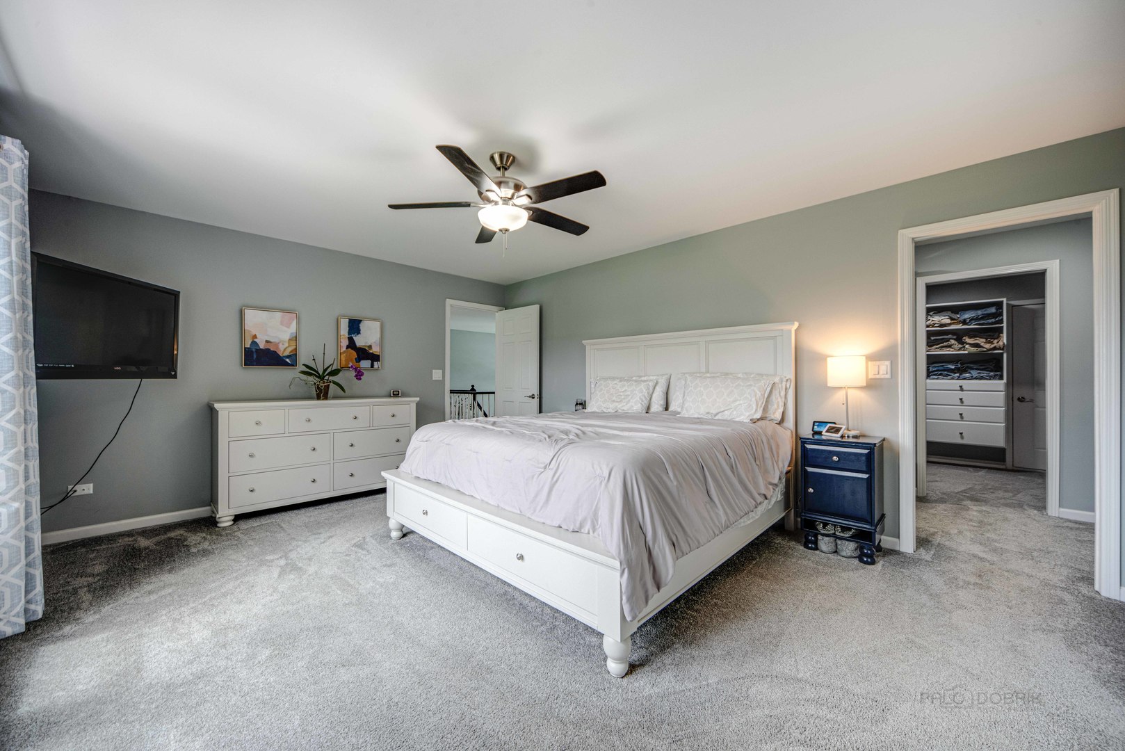 1603 Elm Street Spring Grove, IL 60081 - Photo 18 of 38 a spacious bedroom with a bed and a flat screen tv