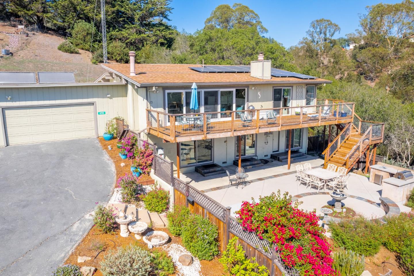 490 Amigo Road Soquel, CA 95073 - Photo 5 of 71 an aerial view of a house with swimming pool garden and patio