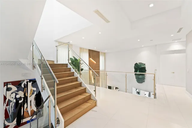 a view of a livingroom with a staircase