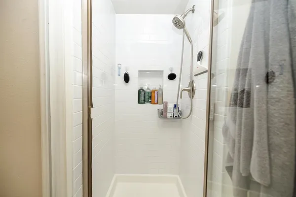 a bathroom with a shower