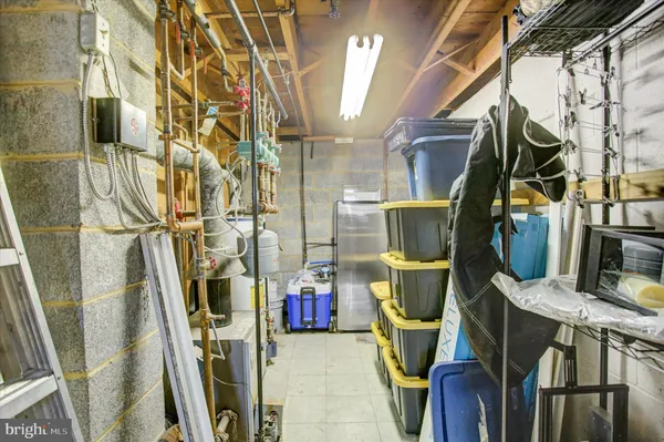 a view of a room with painted walls