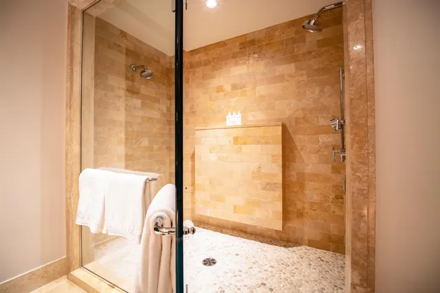 a bathroom with a shower