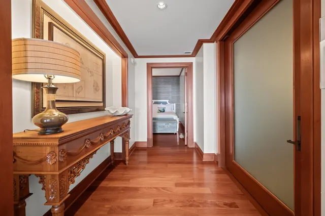 a view of a bathroom with sink and mirror