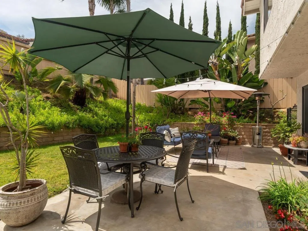 1981 Avenida Joaquin Encinitas, CA 92024 - Photo 39 of 51 a view of patio with chairs and table under an umbrella