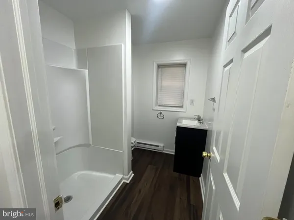 a bathroom with a bathtub