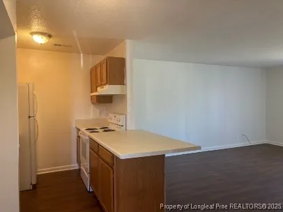 a kitchen with a stove and a refrigerator