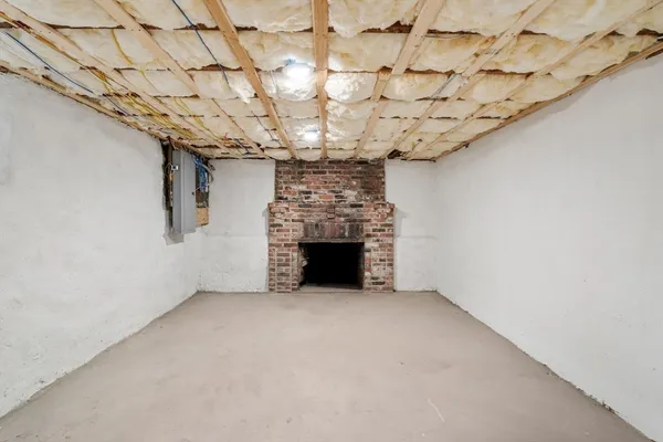 a view of a fireplace in room and fireplace