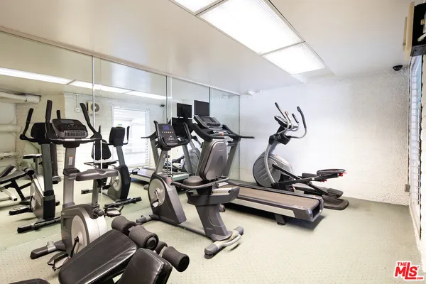a room with gym equipment