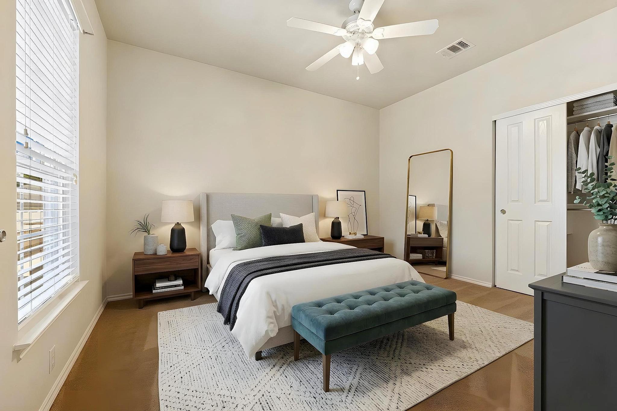 520 Mill Pond Path Georgetown, TX 78633 - Photo 29 of 38 Secondary bedroom located at the front of the house. (Virtually staged)