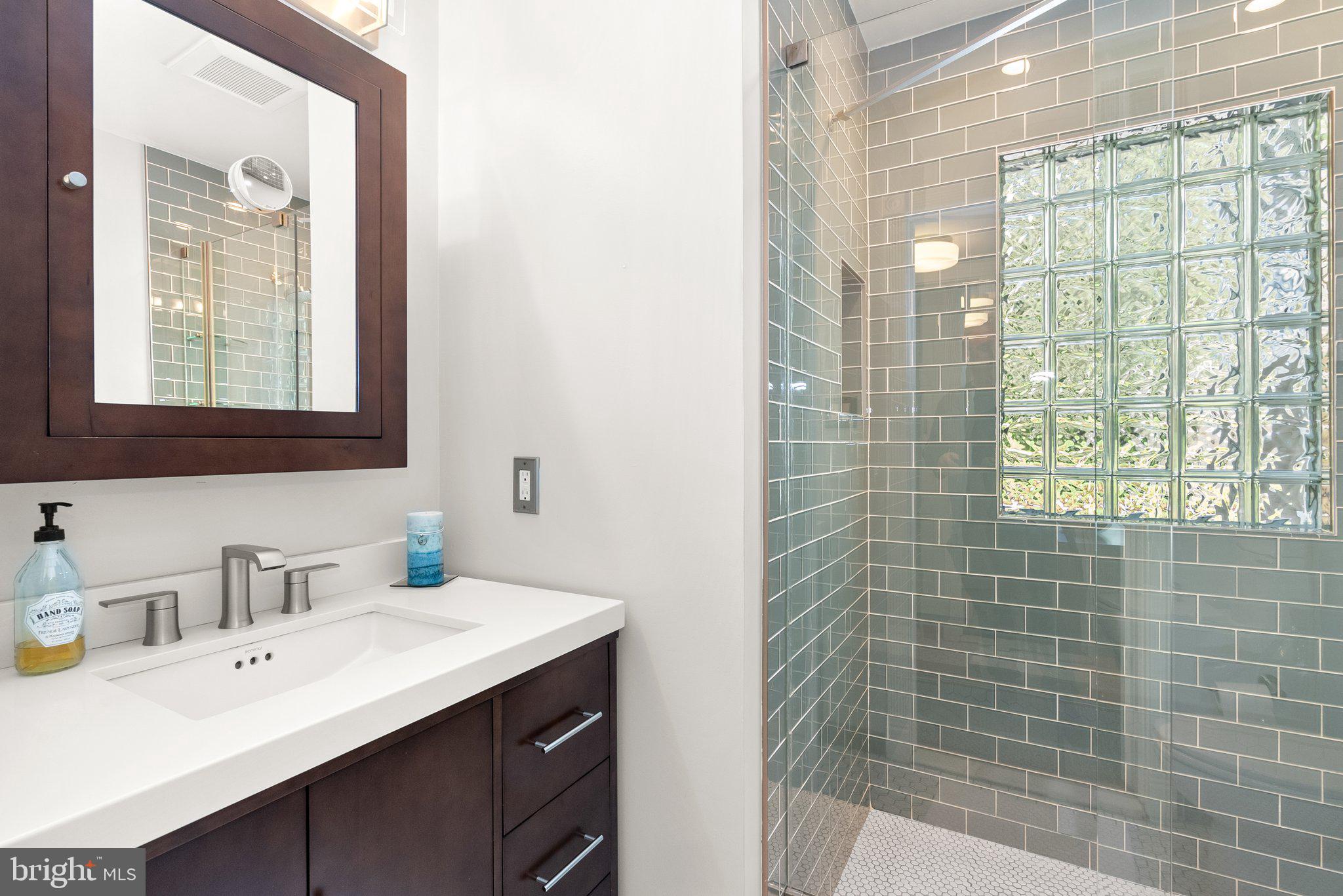 507 Ellsworth Drive Silver Spring, MD 20910 - Photo 15 of 42 a bathroom with a sink a vanity and a shower