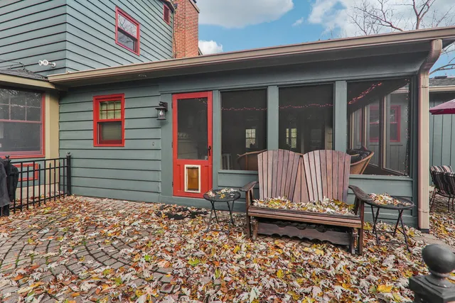 a view of a park with swings