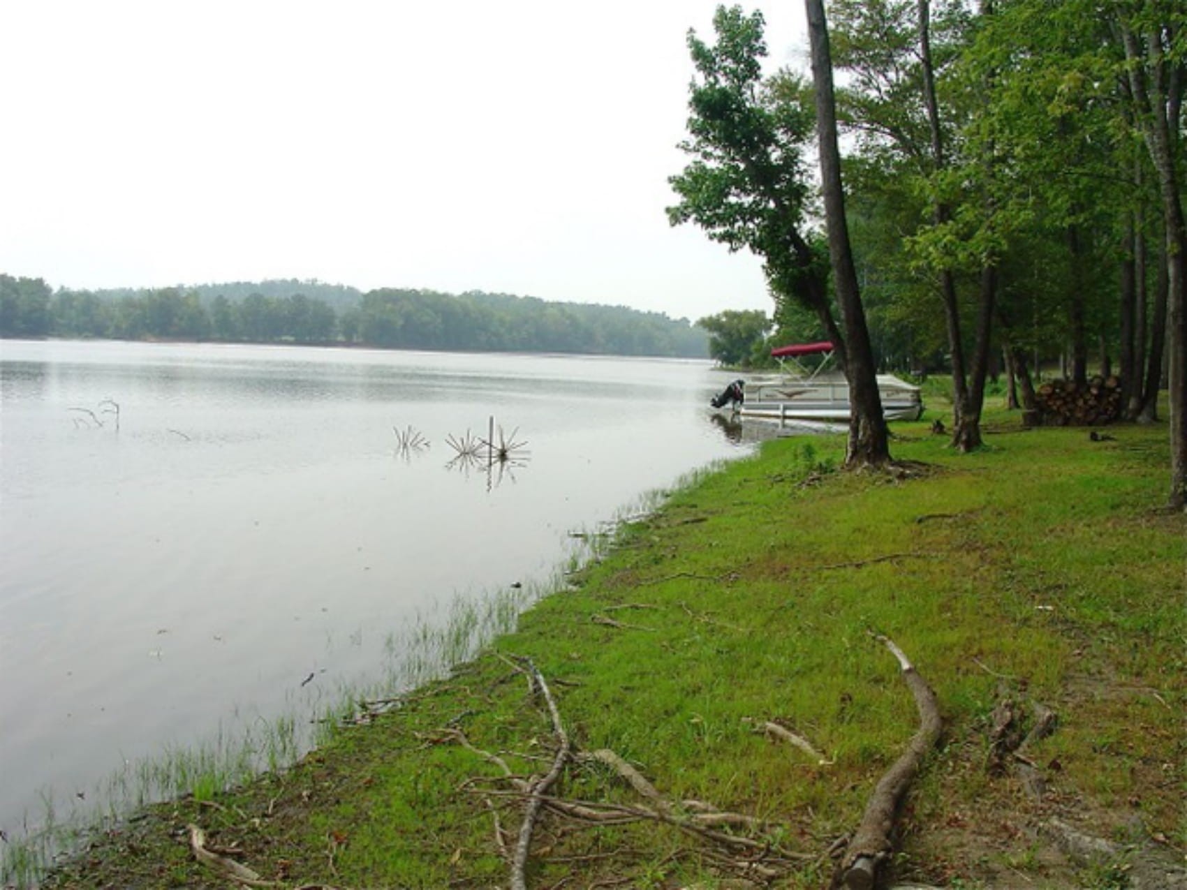 a view of a lake with a outdoor space