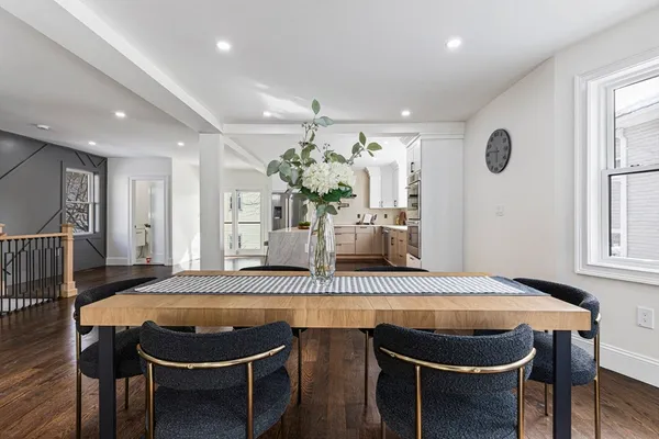 a table and chairs in a room